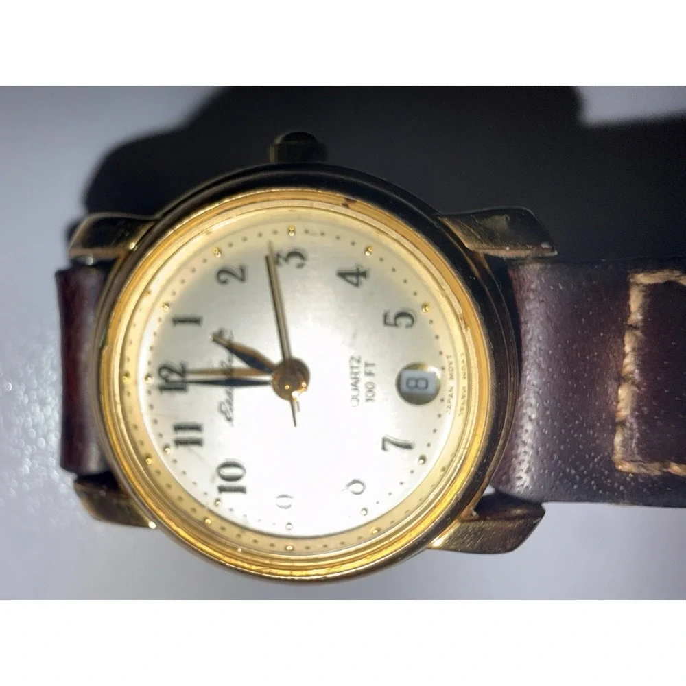 Eddie Bauer Women's Watch Braided Leather Band‎ Brown Needs New Battery